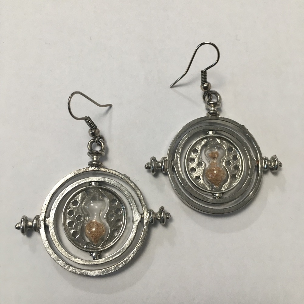 Harry Potter time turner hourglass WITH SAND earrings